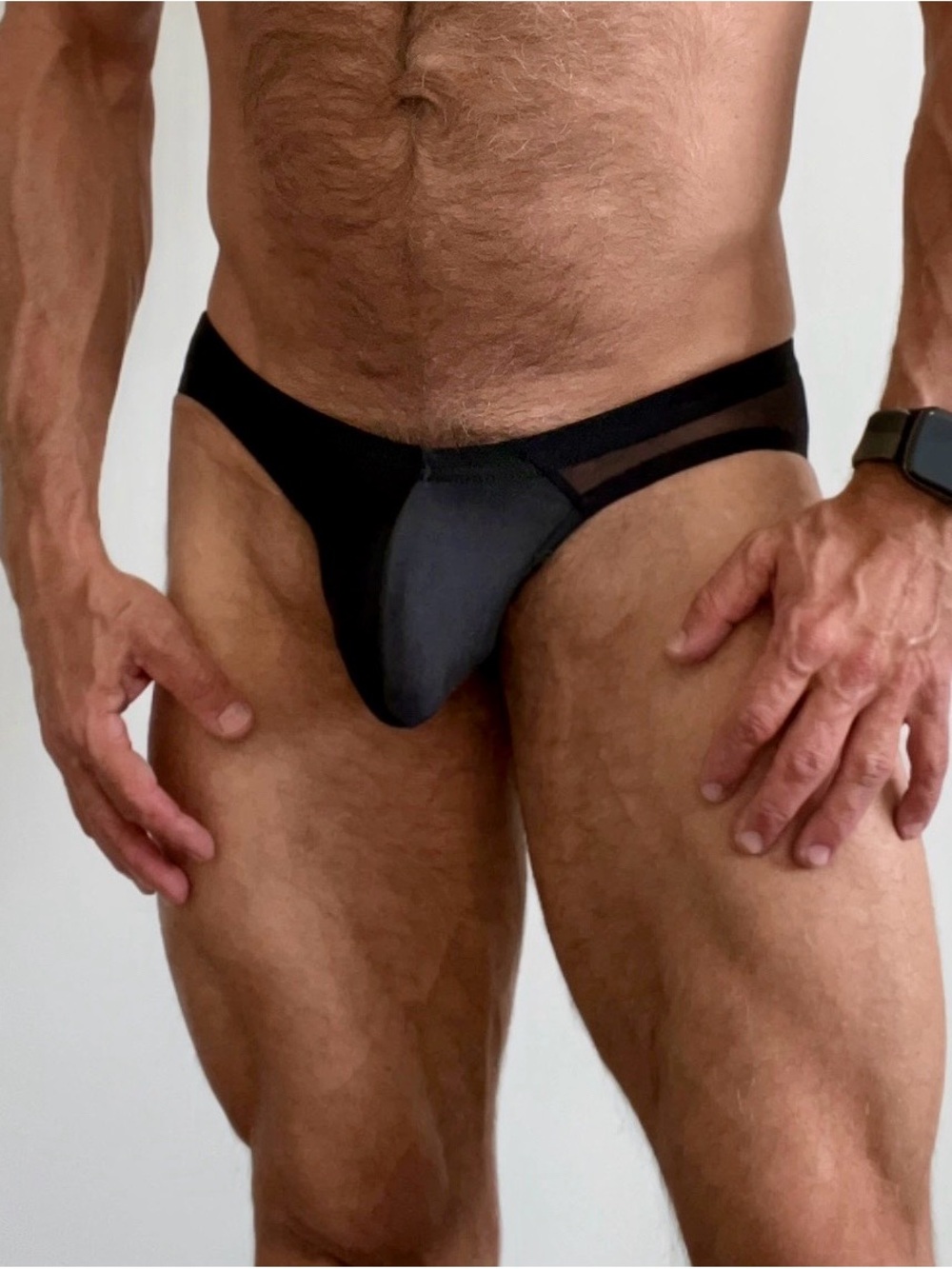 Black Swim Brief with Mesh Side panels by N2N Bodywear, black, medium, new